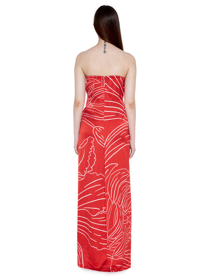 Strapless Tulip Gown Blush And Red Mono Wild Tulip - Verandah