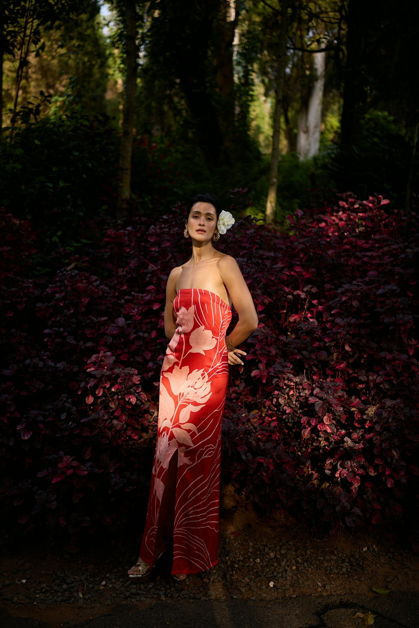 Strapless Tulip Gown Blush And Red Mono Wild Tulip - Verandah