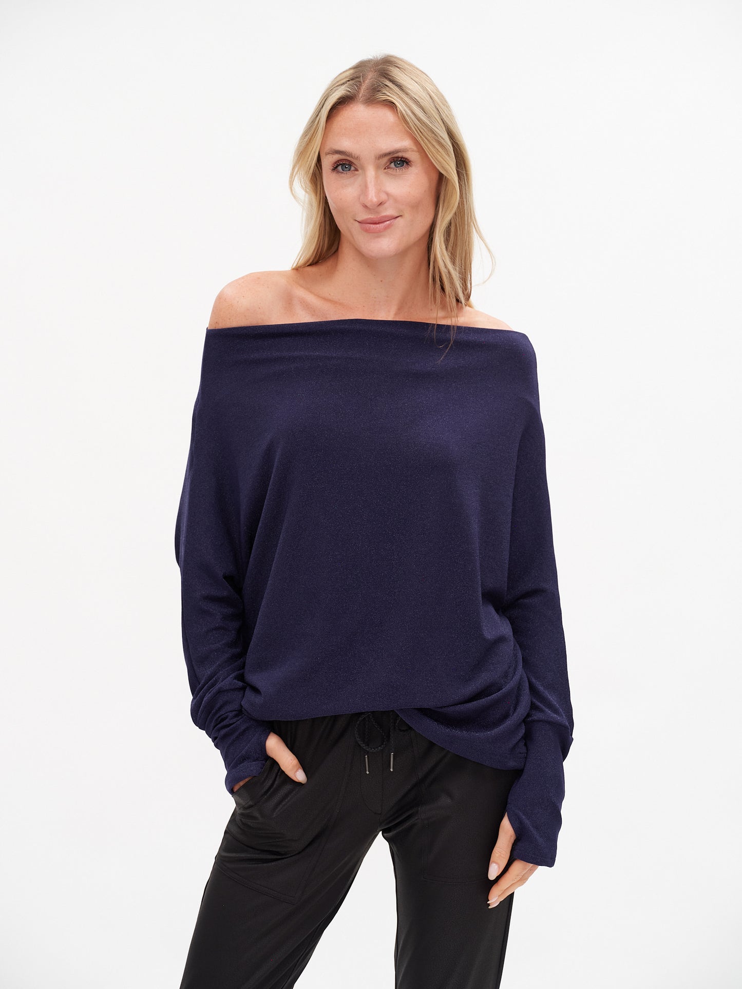 The Anywhere Top Lurex Dark Blue - Six Fifty Clothing