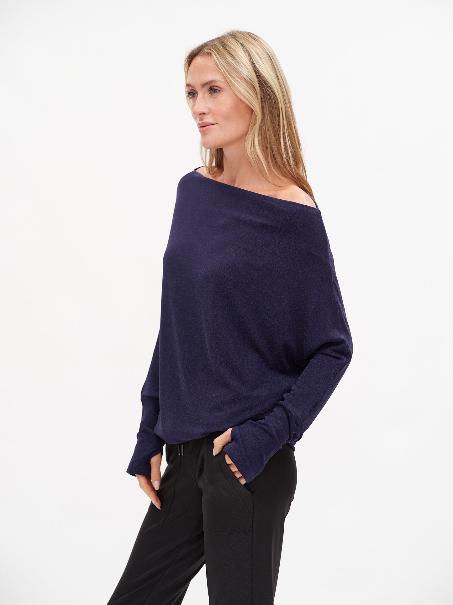 The Anywhere Top Lurex Dark Blue - Six Fifty Clothing