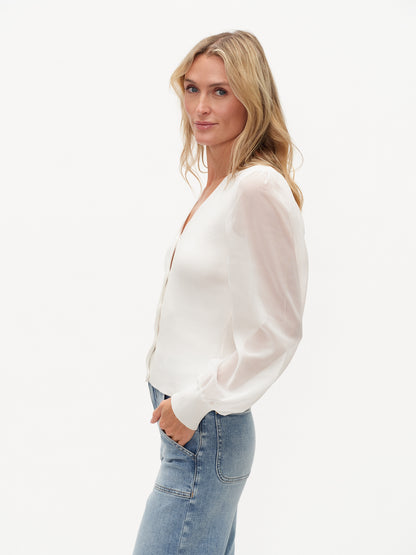 Celeste Mixed Media Sweater White - Six Fifty Clothing