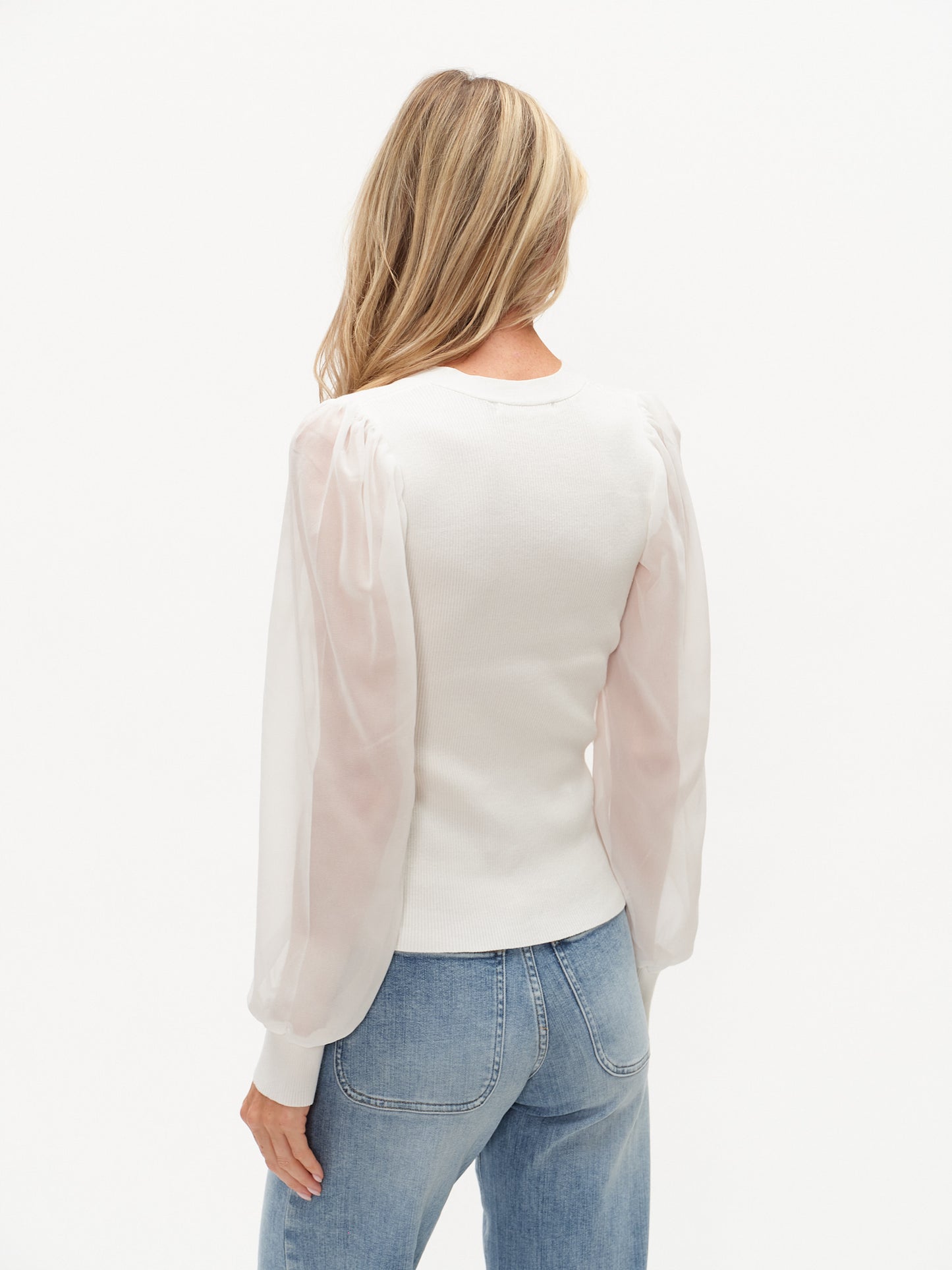 Celeste Mixed Media Sweater White - Six Fifty Clothing