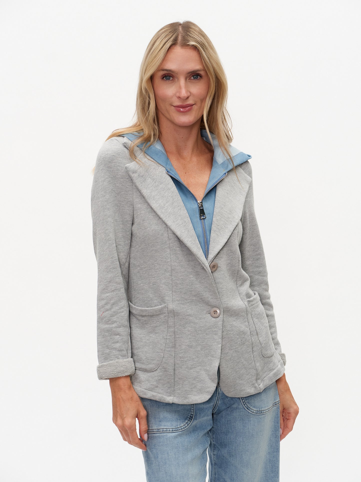Torino Sweater Blazer Heather Grey - Six Fifty Clothing