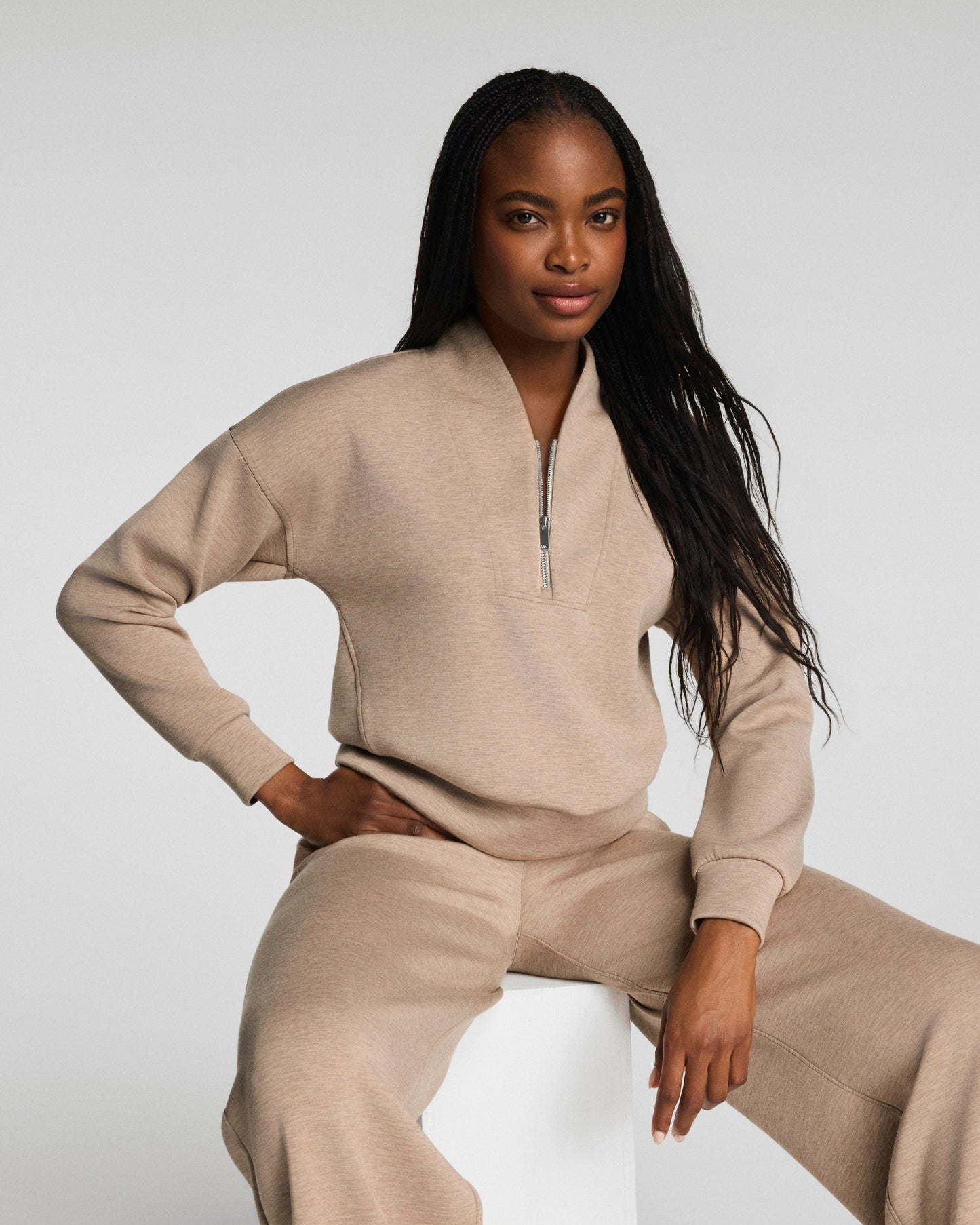 Airessentials Shawl Collar Half Zip Dune Heather - SPANX