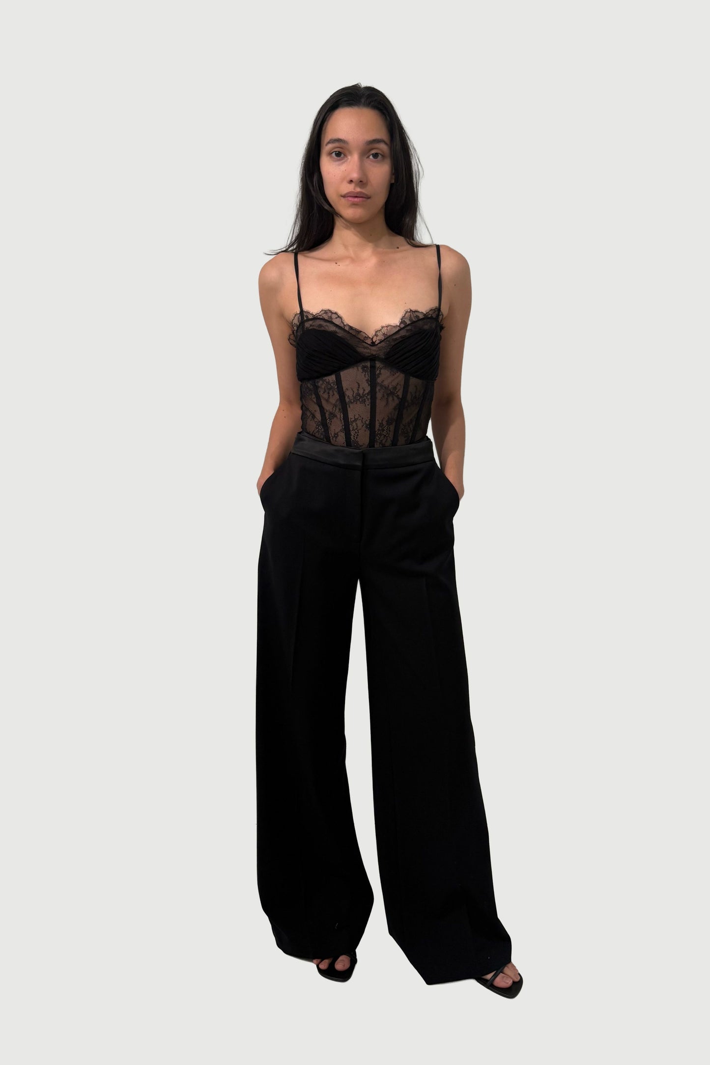 Angelina Lace Bustier Bodysuit Black - Simkhai