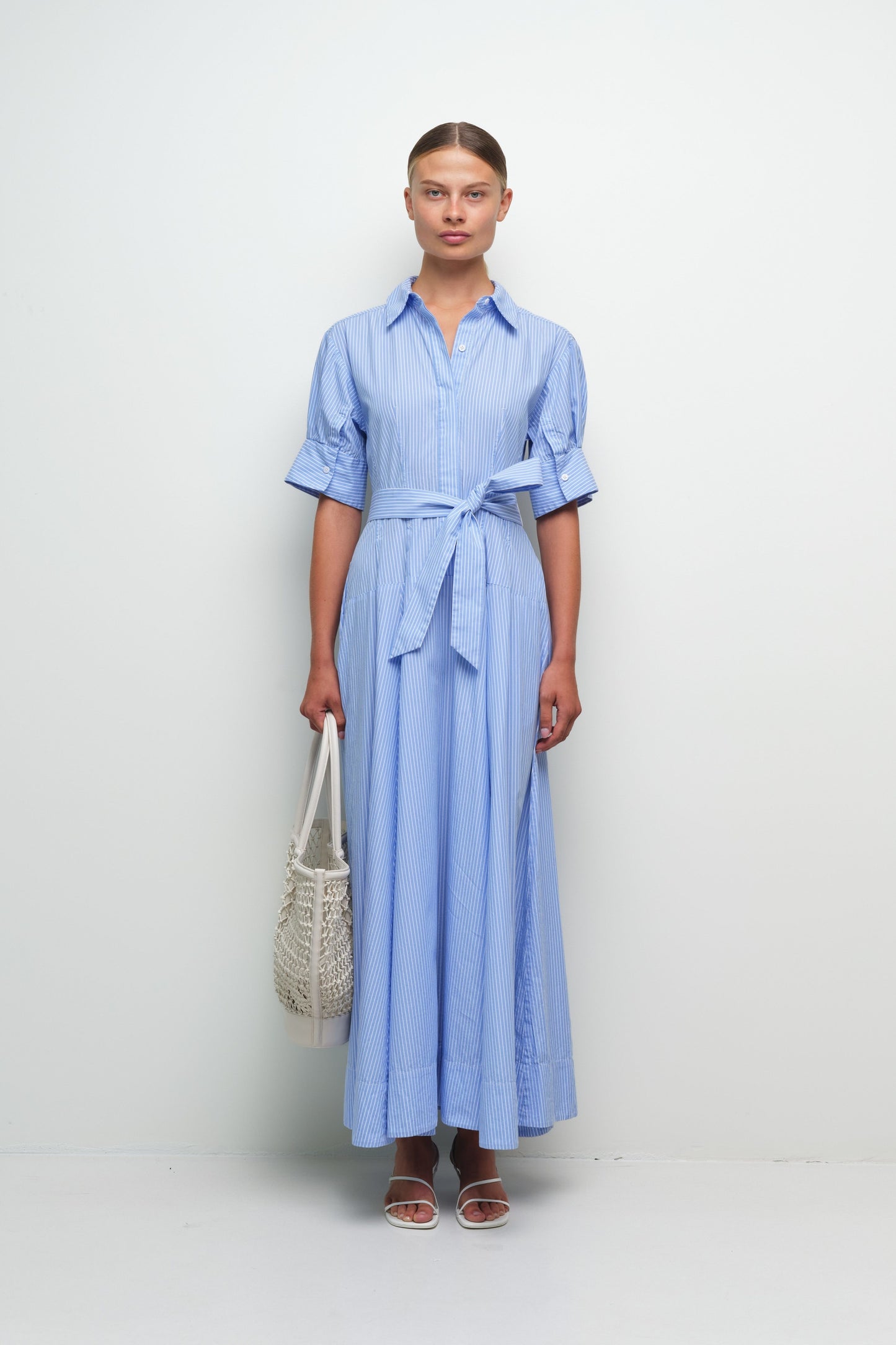 Truman Cotton Shirt Dress Periwinkle Stripe - Simkhai
