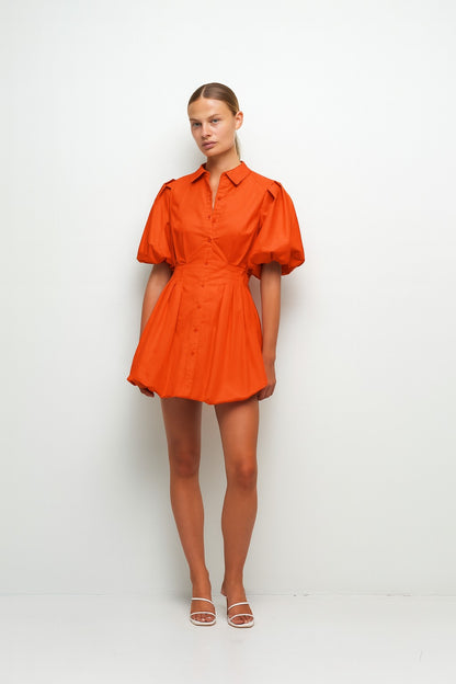 Cleo Cotton Mini Dress Lobster - Simkhai