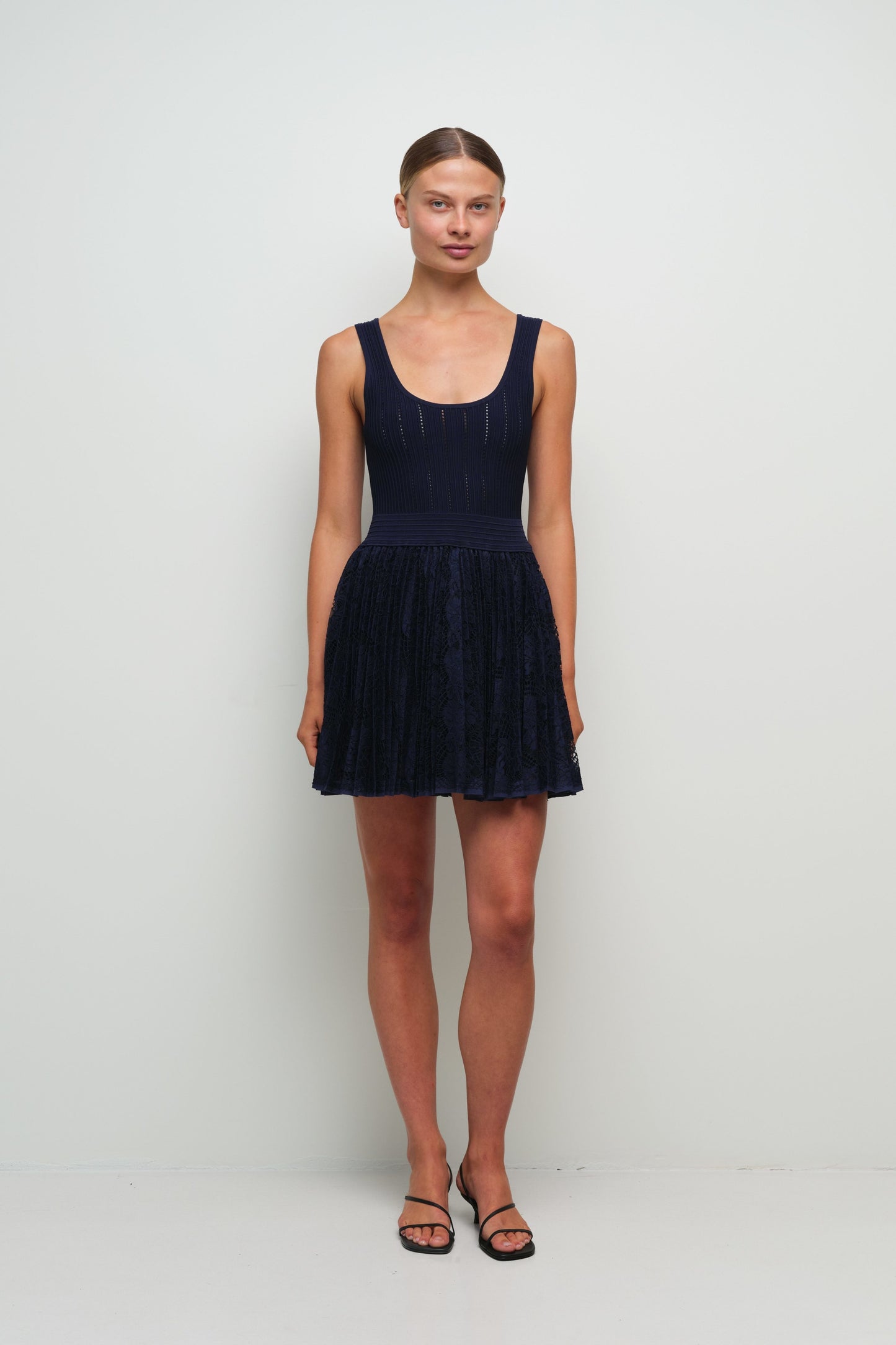 Ellis Knit Lace Mini Dress Midnight - Simkhai