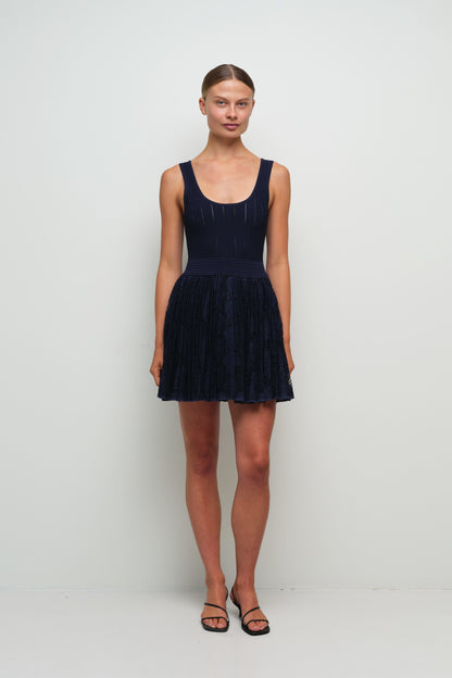Ellis Knit Lace Mini Dress Midnight - Simkhai