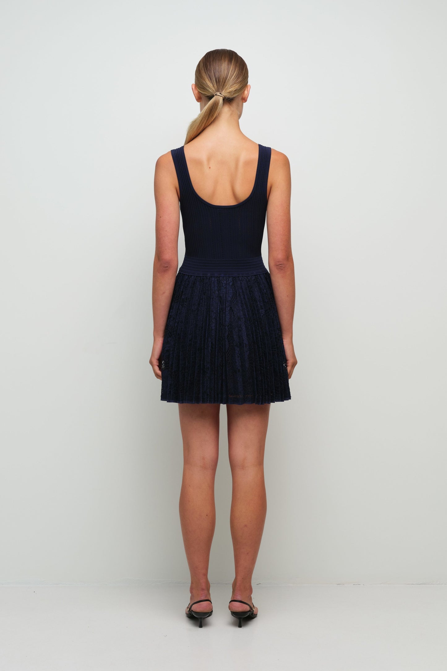 Ellis Knit Lace Mini Dress Midnight - Simkhai