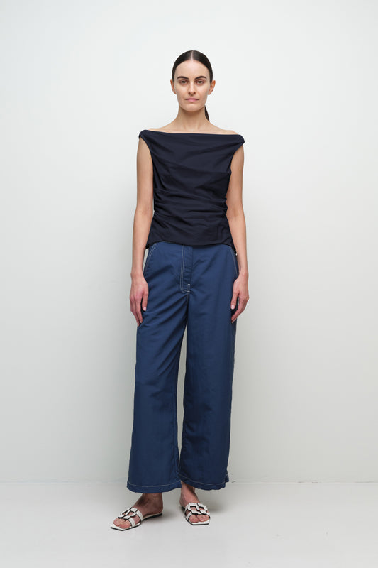 Maisel Draped Cotton Top Midnight - Simkhai