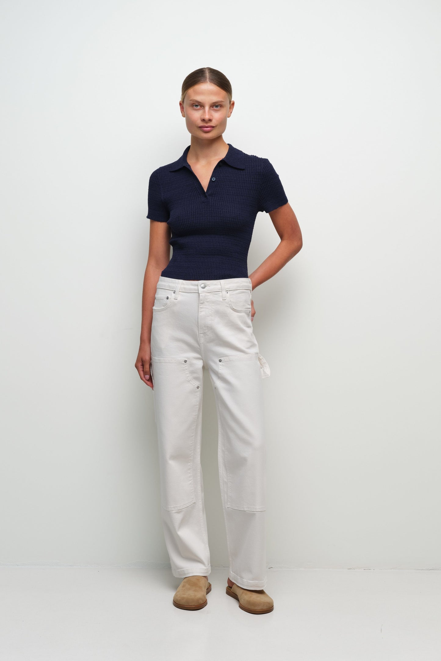 Averie Knit Polo Midnight - Simkhai