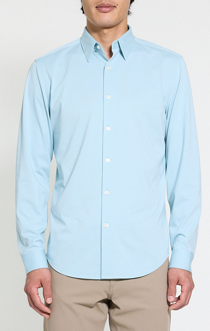 Sylvain Structure Knit Shirt Light Ocean Air - Theory Men