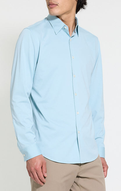 Sylvain Structure Knit Shirt Light Ocean Air - Theory Men