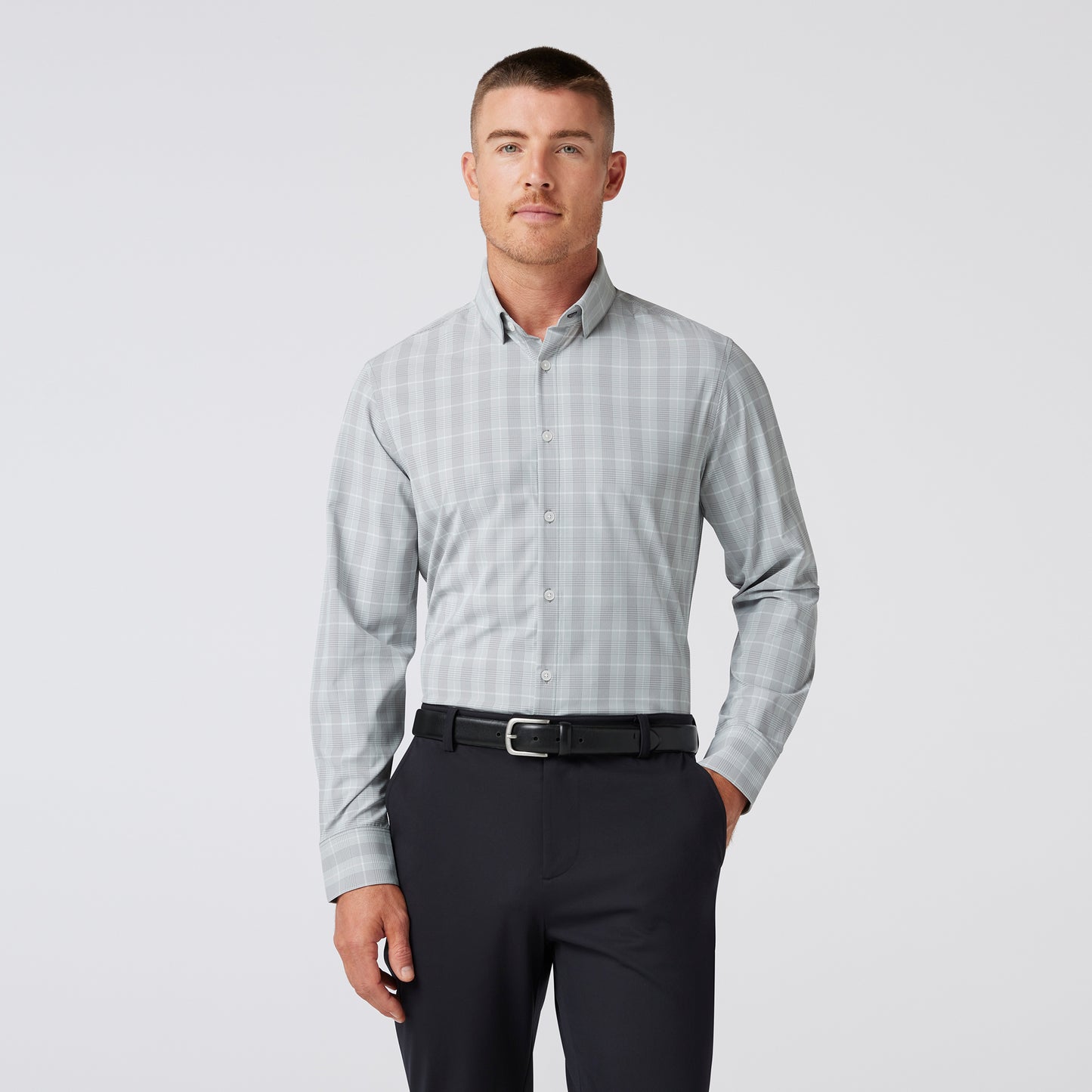 Leeward Long Sleeve Shirt Aluminum Glen Check - Mizzen + Main