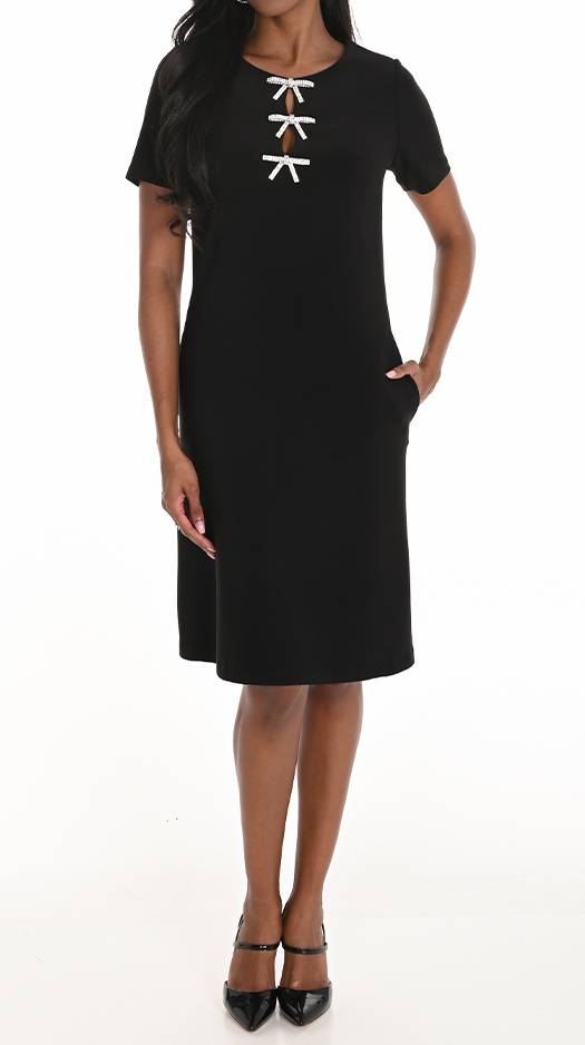Bow Embellished Dress Black - Frank Lyman