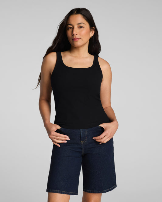Ribbed Knit Scoop Neck Tank Classic Black - SPANX