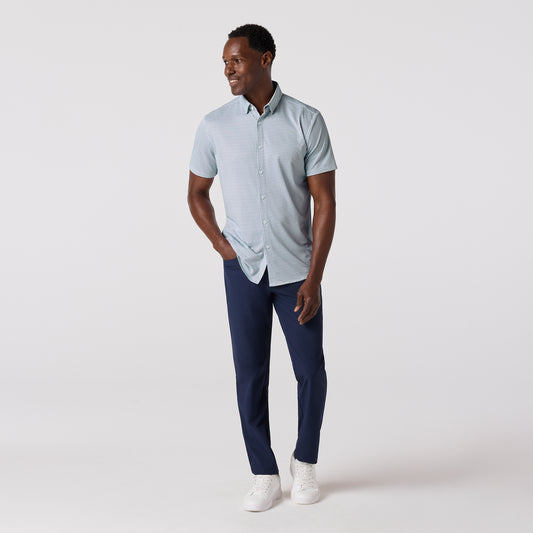 Halyard Short Sleeve Blue Geo Twill - Mizzen + Main