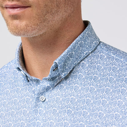 Halyard Short Sleeve Coastal Fjord Textured Palm Print - Mizzen + Main