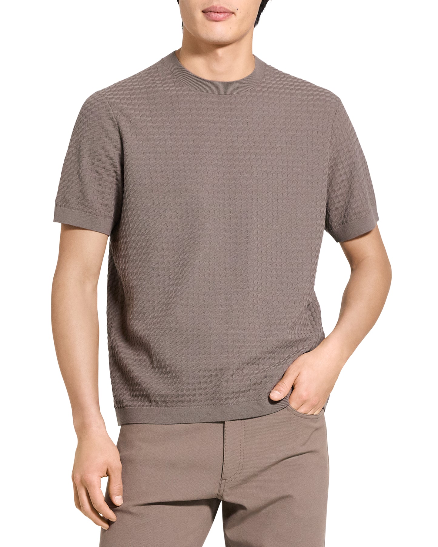 Damian Short-Sleeve Tee Cotton Morel - Theory Men