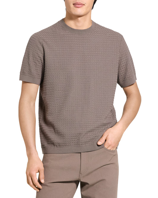 Damian Short-Sleeve Tee Cotton Morel - Theory Men