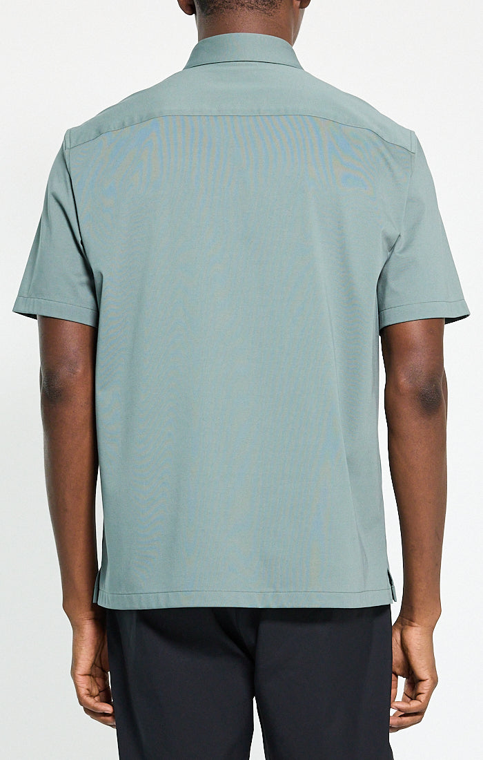 Irving Short-Sleeve Shirt Structure Knit Light Pine Grove - Theory Men