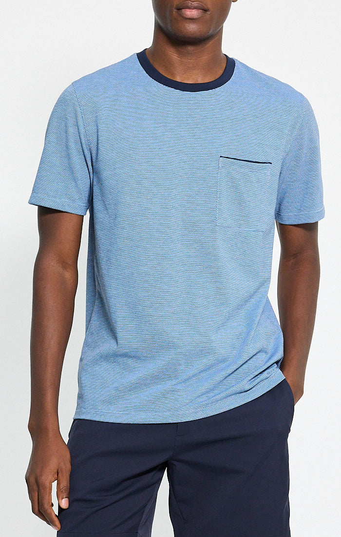 Birdseye Pique Tee Crisp Blue Multi - Theory Men