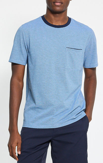 Birdseye Pique Tee Crisp Blue Multi - Theory Men
