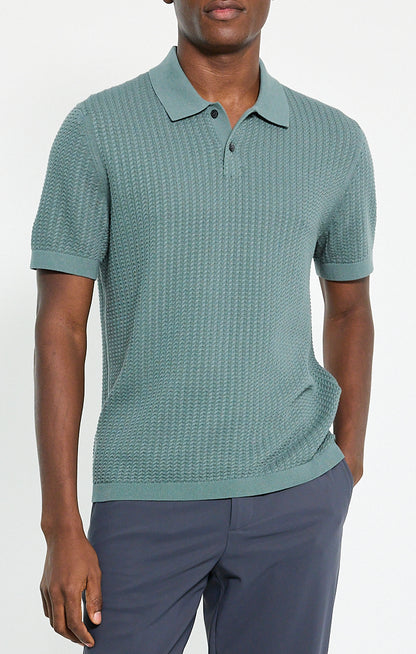 Polo Shirt Tactile Cotton Light Pine Grove - Theory Men