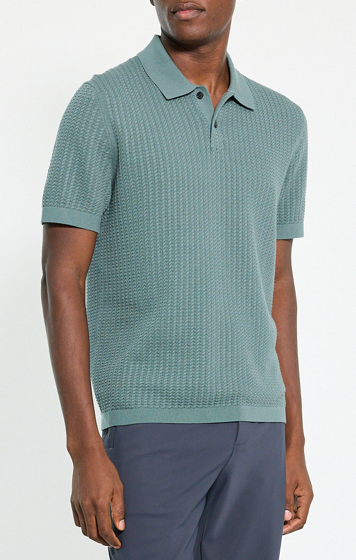 Polo Shirt Tactile Cotton Light Pine Grove - Theory Men