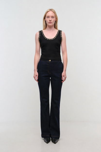 Pyper Embellished Tank Black - Simkhai