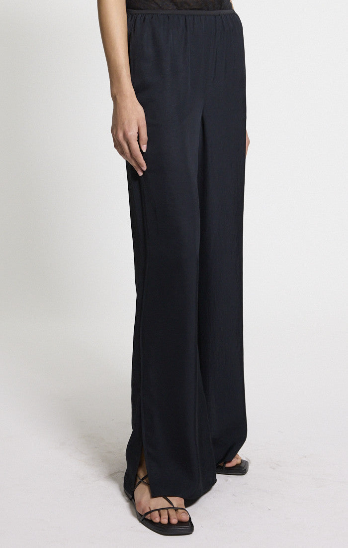 Side Vent Pull-On Pant Washed Twill Black - Theory Women