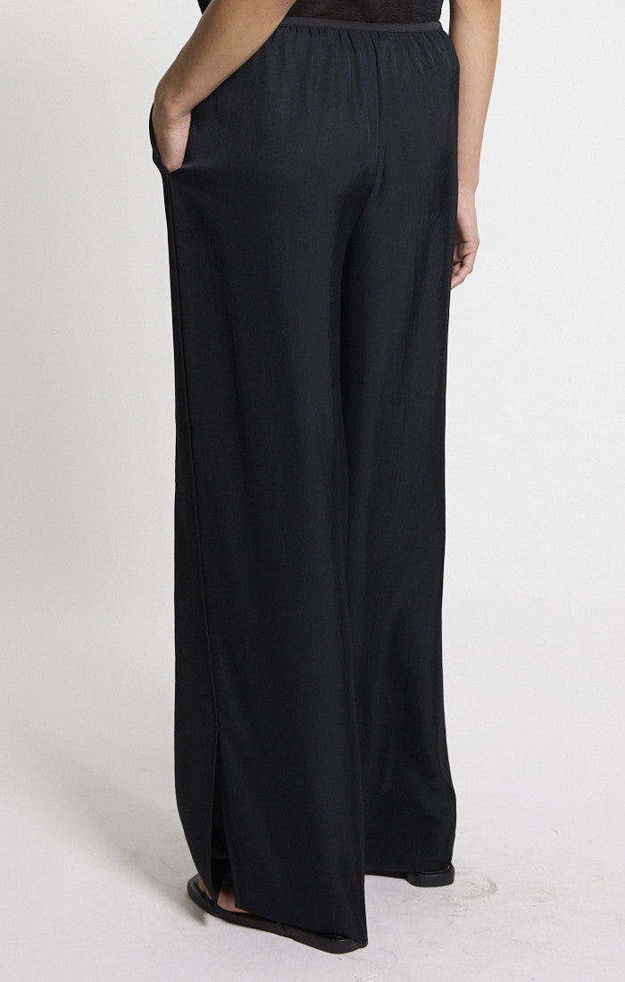 Side Vent Pull-On Pant Washed Twill Black - Theory Women