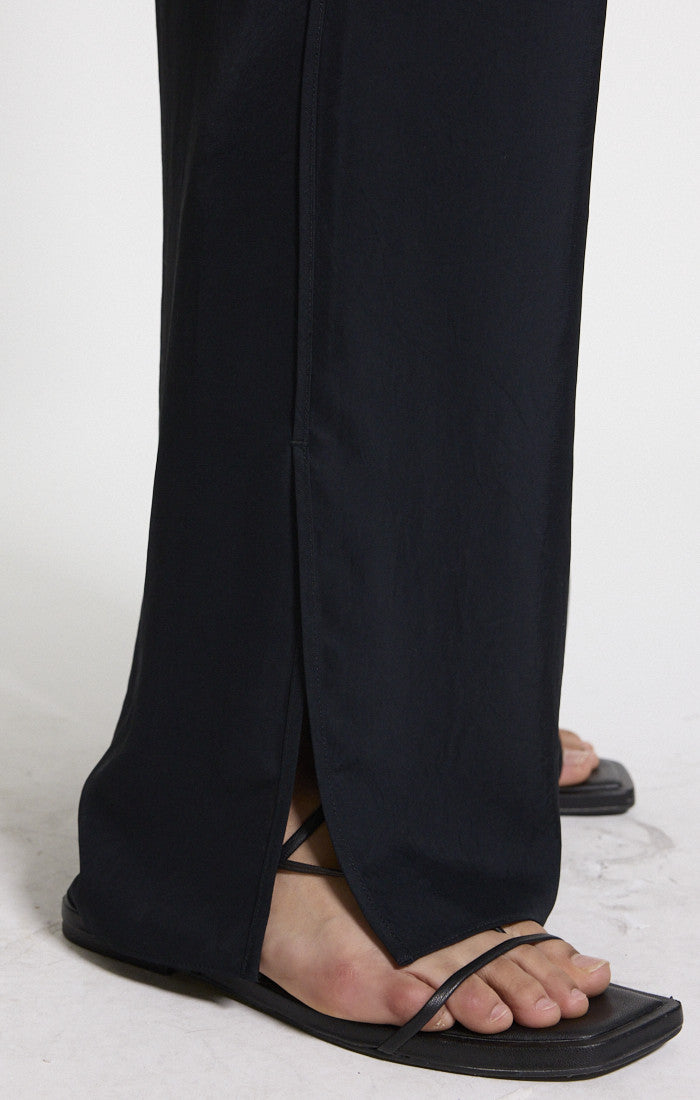 Side Vent Pull-On Pant Washed Twill Black - Theory Women