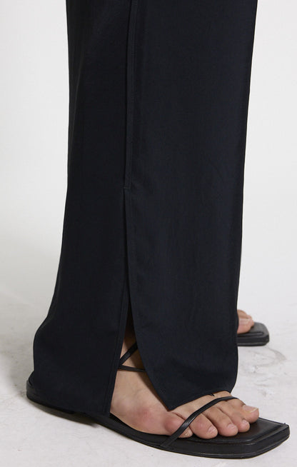 Side Vent Pull-On Pant Washed Twill Black - Theory Women