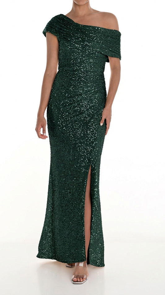 Sequin Maxi Dress Pine - Frank Lyman