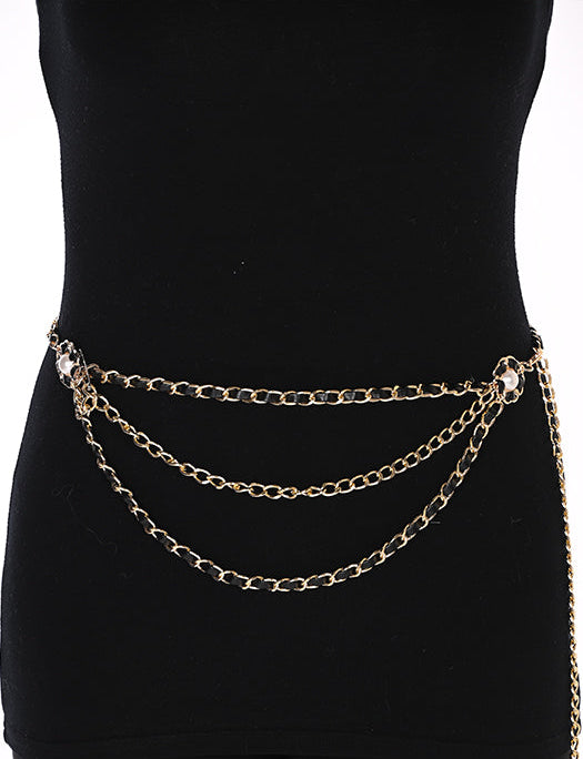 Layered Chain Belt Black/Gold - Frank Lyman
