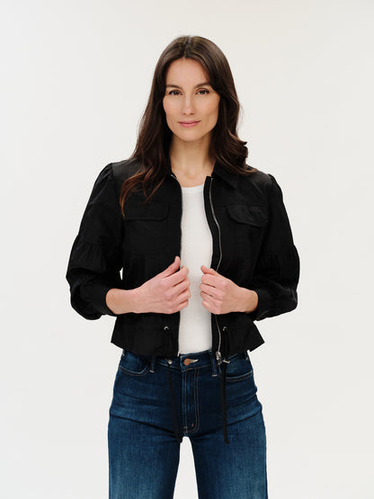 Madeline Cinched Waist Jacket Black - Six Fifty Clothing