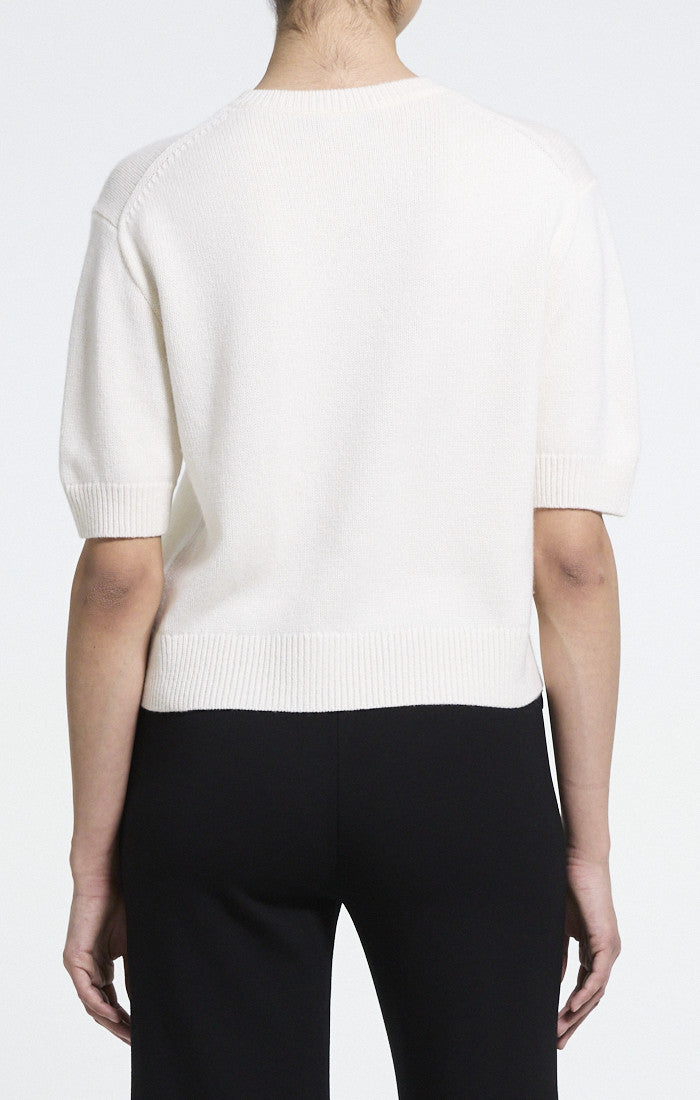 Cropped V-Neck Tee Cashmere Ivory - Theory Women