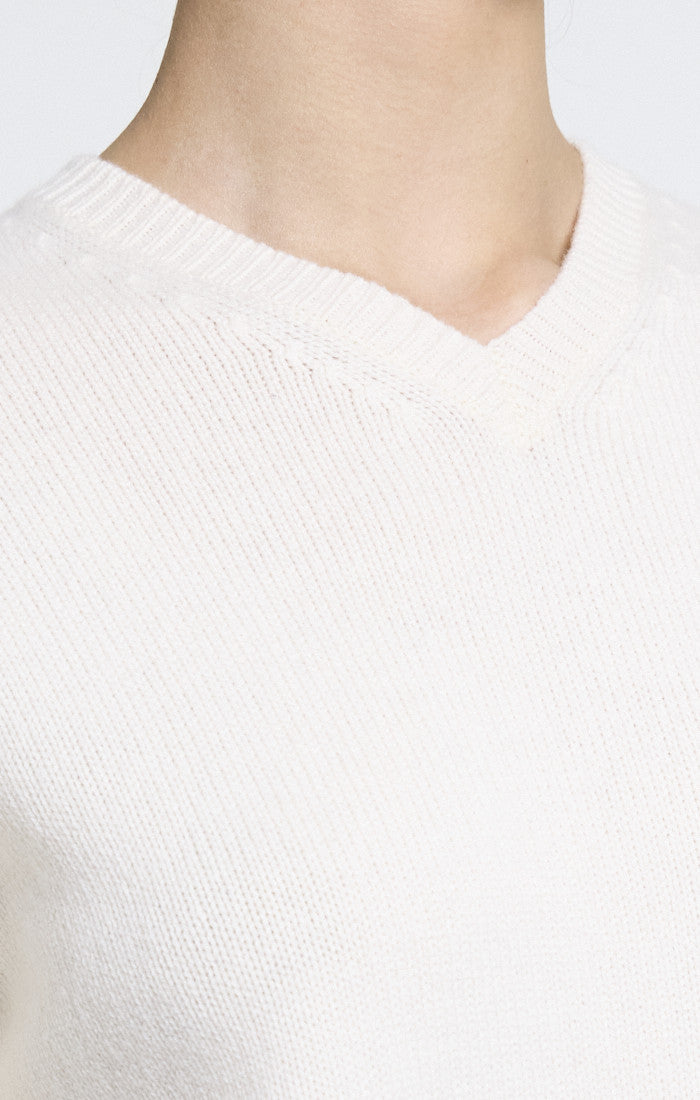 Cropped V-Neck Tee Cashmere Ivory - Theory Women