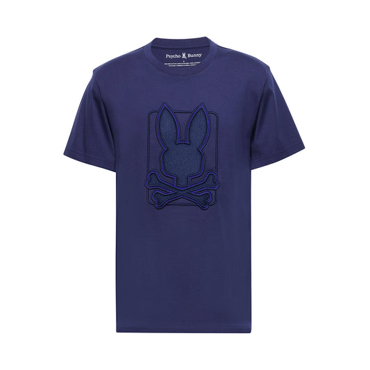 Mens Pierce Embroidered Graphic Tee Evening Blue - Psycho Bunny