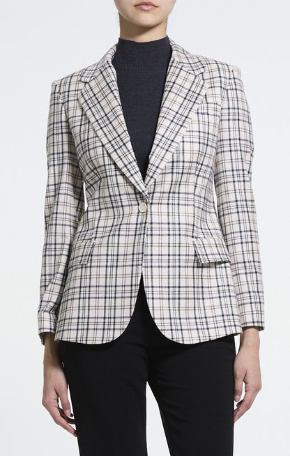 Lynnia Blazer Sleek Flannel Cream Multi - Theory Women