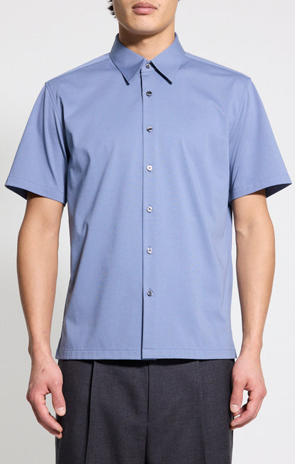 Irving Short-Sleeve Shirt Structure Knit Light Dusk Blue - Theory Men