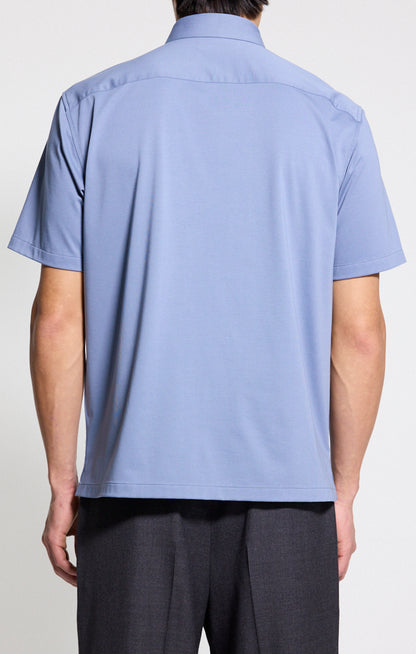 Irving Short-Sleeve Shirt Structure Knit Light Dusk Blue - Theory Men