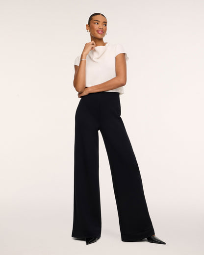 Airessentials Draped Cowl Neck Jumpsuit Ivory/Very Black - SPANX