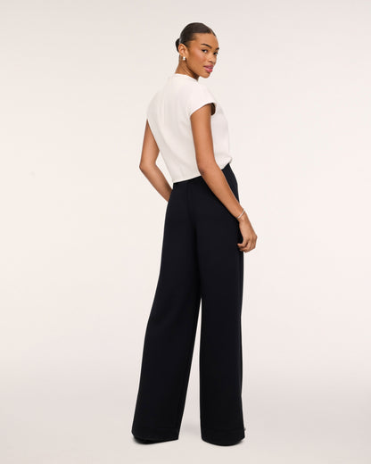 Airessentials Draped Cowl Neck Jumpsuit Ivory/Very Black - SPANX