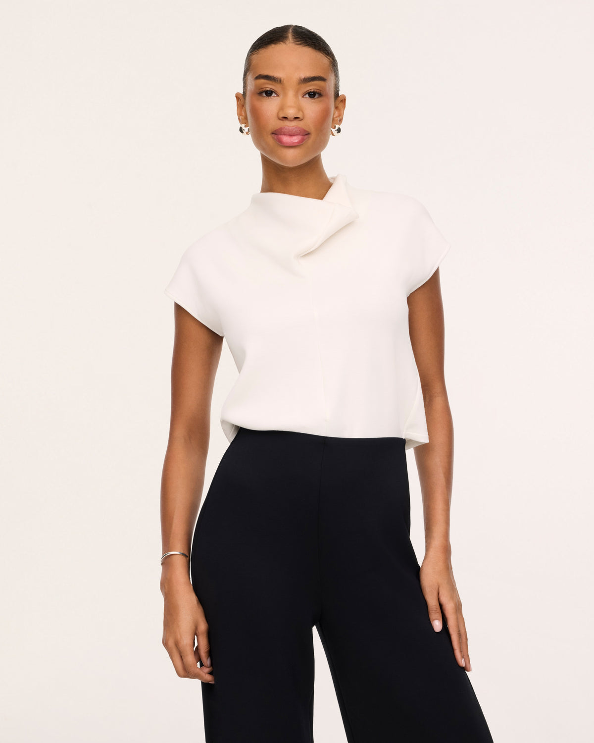 Airessentials Draped Cowl Neck Jumpsuit Ivory/Very Black - SPANX