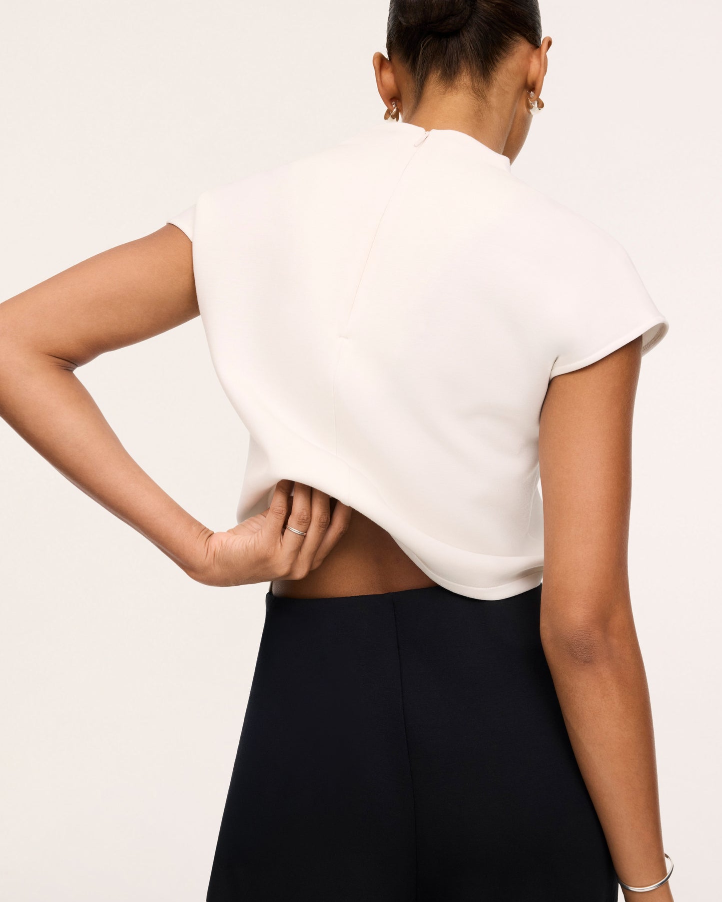 Airessentials Draped Cowl Neck Jumpsuit Ivory/Very Black - SPANX