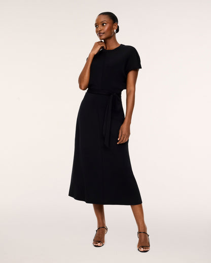 Airessentials Draped Tie-Waist Maxi Dress Very Black - SPANX