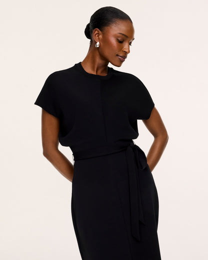 Airessentials Draped Tie-Waist Maxi Dress Very Black - SPANX